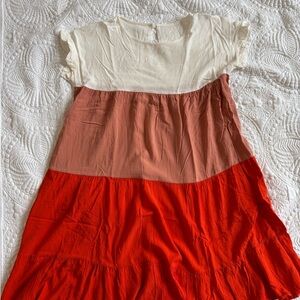 Colorblock Dress with Ruffle Sleeves